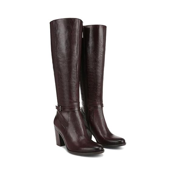 Naturalizer Womens Kalina Knee High Boots US 8.5 Wide EU 39 Wine Leather NWOB - Picture 1 of 11